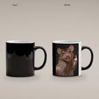 Ratte mit Mittelfinger – Tasse. Zaubertasse: Wärmeeffekt. 4 KALT HEISS. KI-Motiv.