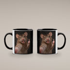 Ratte mit Mittelfinger – Tasse. Innen schwarz. 4 BEIDE SEITEN. KI-Motiv.