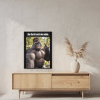 Muskelgorilla mit Mittelfinger – Gerahmtes Wandbild mit Spruch. 60×80 cm. 2 RAUM. KI-Motiv.