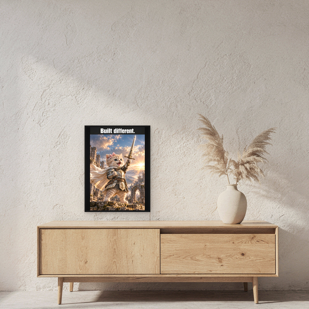 Built different. – Gerahmtes Wandbild. 45×60 cm. 2 RAUM. KI-Motiv.