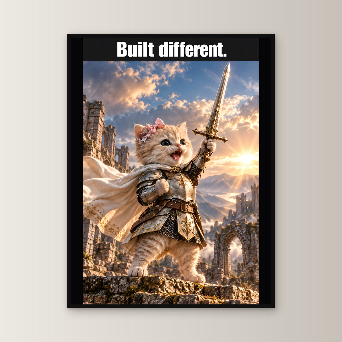 Built different. – Gerahmtes Wandbild. 60×80 cm. 1 FRONTAL. KI-Motiv.