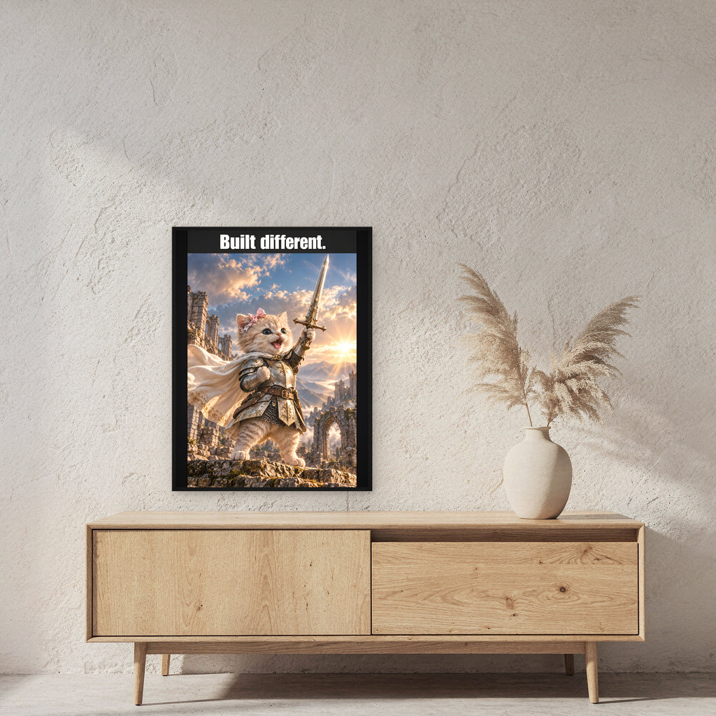 Built different. – Gerahmtes Wandbild. 60×80 cm. 2 RAUM. KI-Motiv.