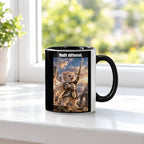 Built different. – Tasse. Innen schwarz. 3 FENSTER. KI-Motiv.