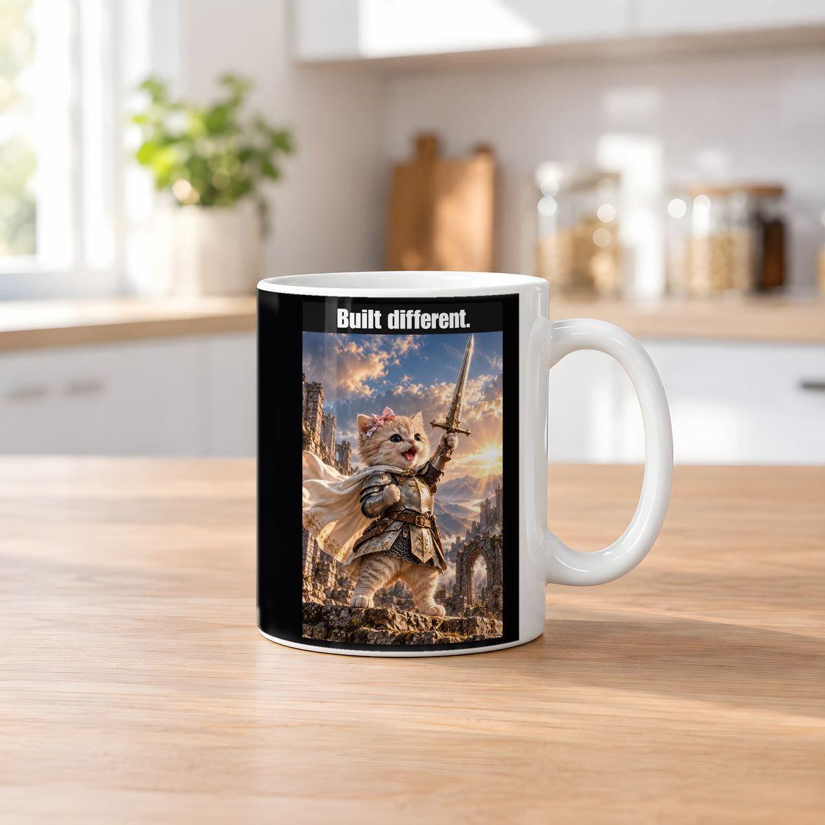 Built different. – Tasse. Weiß. 2 KUECHE. KI-Motiv.