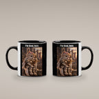 I’m tired, boss. – Tasse. Innen schwarz. 4 BEIDE SEITEN. KI-Motiv.