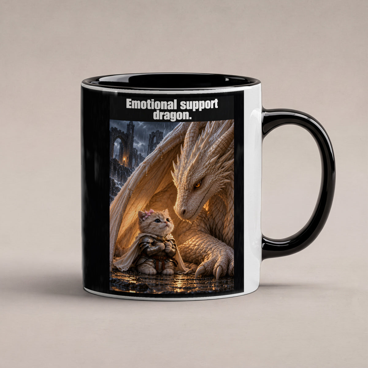 Emotional support dragon. – Tasse. Innen schwarz. 1 STUDIO. KI-Motiv.