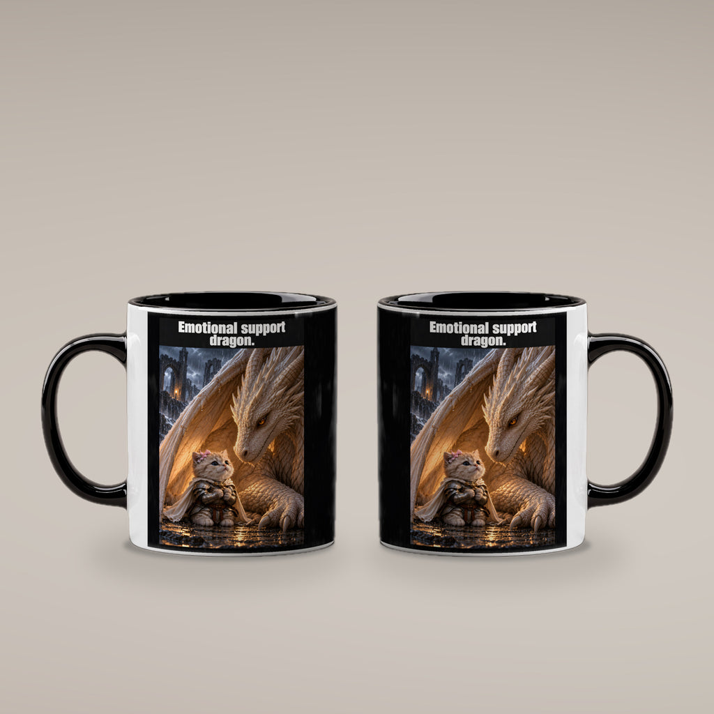 Emotional support dragon. – Tasse. Innen schwarz. 4 BEIDE SEITEN. KI-Motiv.