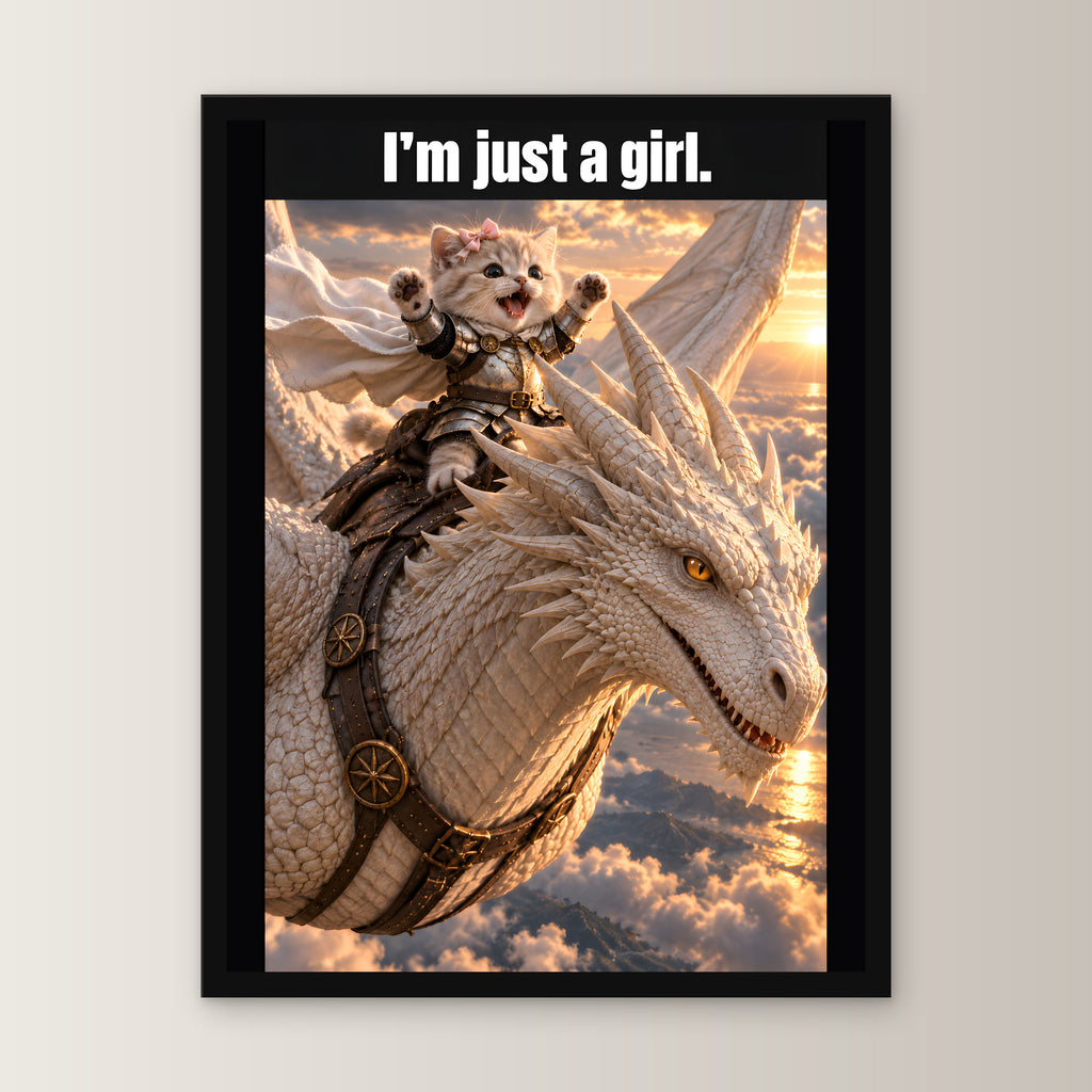 I’m just a girl. – Gerahmtes Wandbild. 30×40 cm. 1 FRONTAL. KI-Motiv.