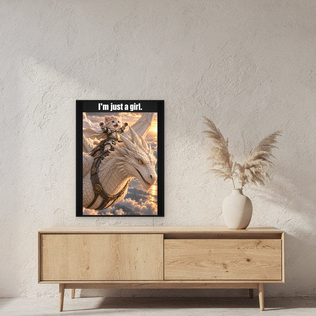 I’m just a girl. – Gerahmtes Wandbild. 60×80 cm. 2 RAUM. KI-Motiv.