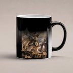 Ritterkatze – Siegesfreude – Tasse. Zaubertasse: Wärmeeffekt. 6 WAERMEEFFEKT. KI-Motiv.