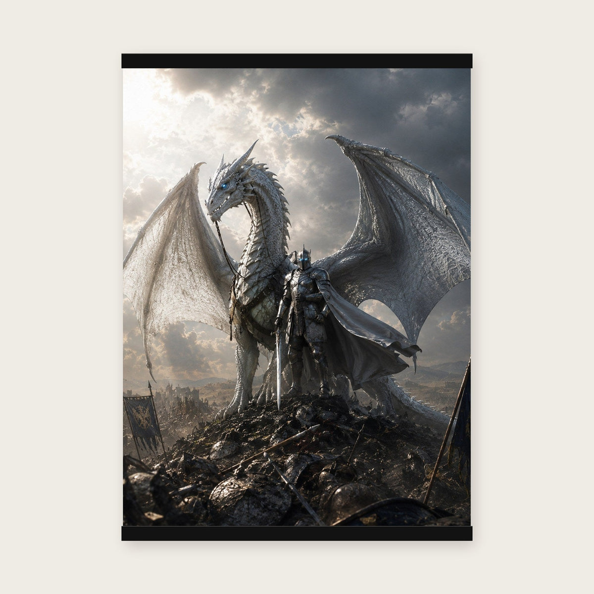 Der Silberritter – Poster mit schwarzer Holzleiste, 50×70 cm