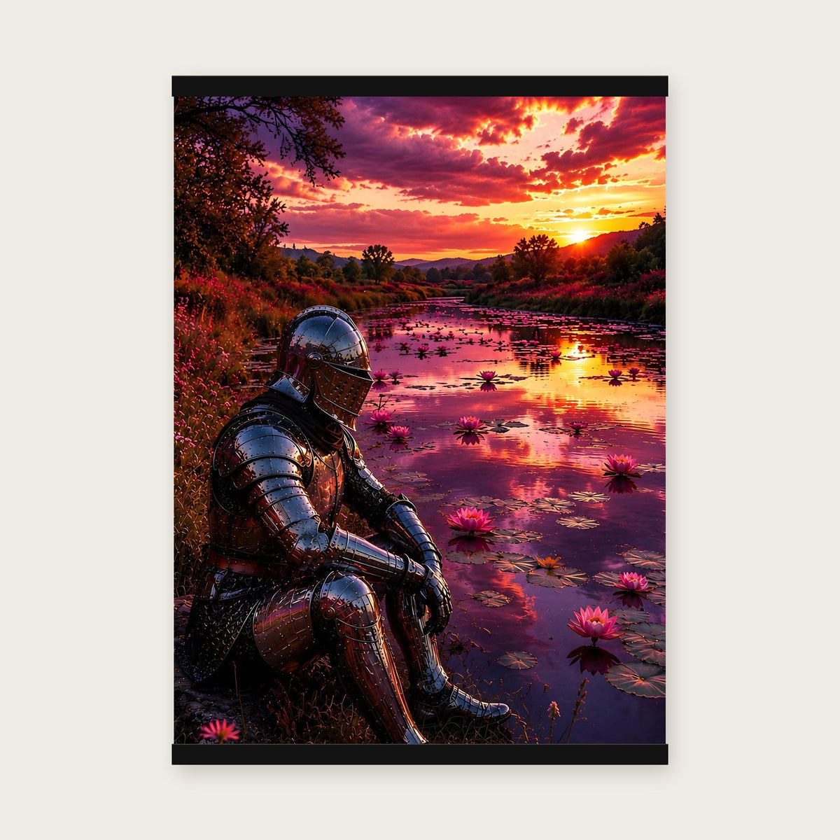 Der Seerosenteich – Poster mit schwarzer Holzleiste, 50×70 cm