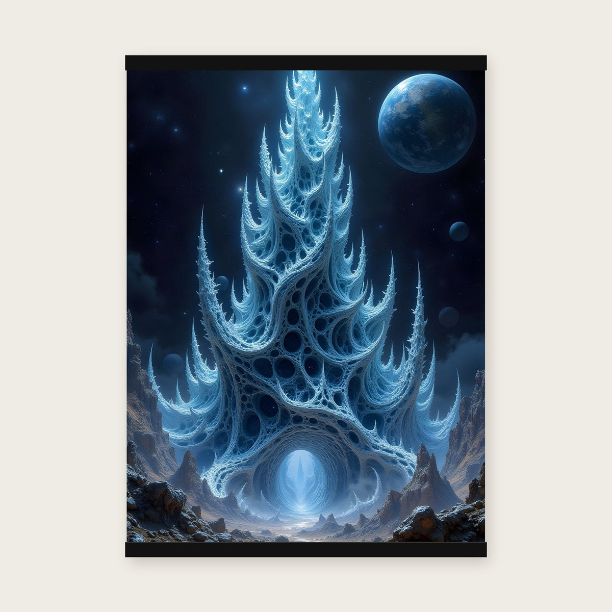 Der Scherbenturm – Poster mit schwarzer Holzleiste, 50×70 cm
