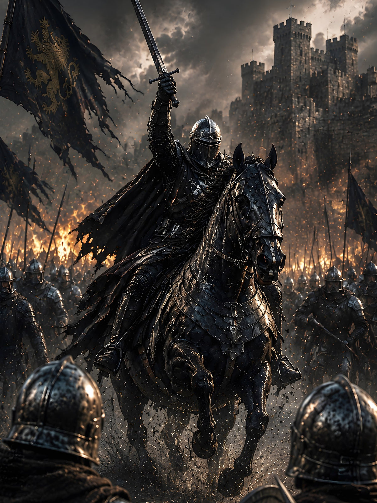 Schatten überm Feld — gerahmtes Fantasy Wandbild, Druckausschnitt 3:4