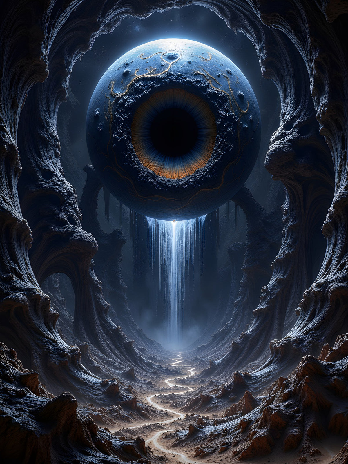 Das Tränenauge — auge über einem Wasserfall in der Schlucht