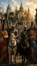 Der Triumphzug — Ritter und Königinnen mit erhobenen Schwertern