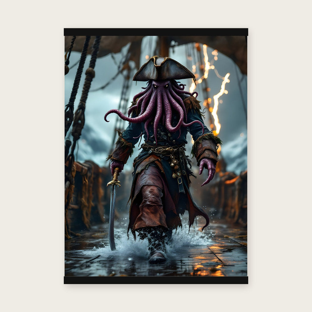 Der Tiefseekapitän – Poster mit schwarzer Holzleiste, 50×70 cm