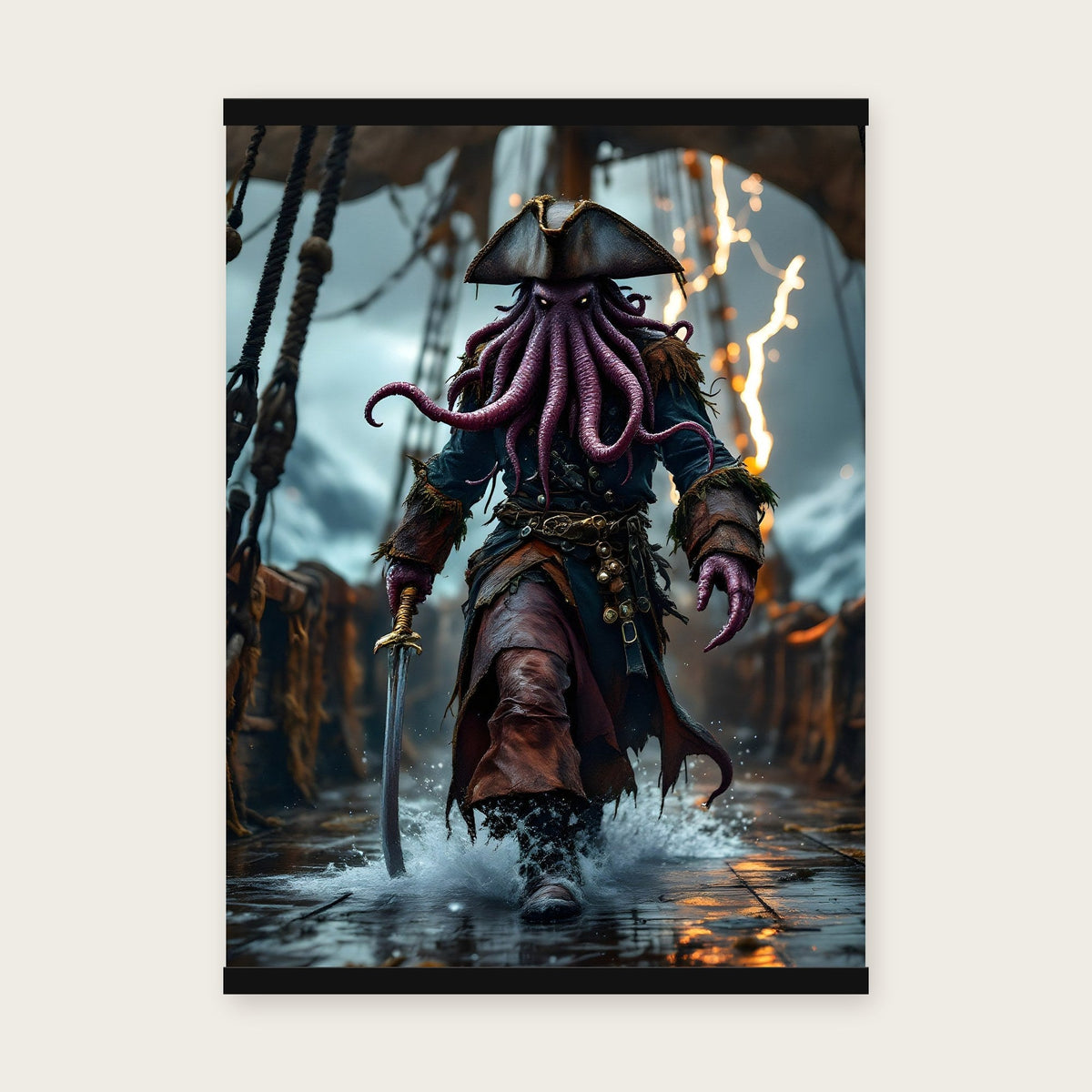 Der Tiefseekapitän – Poster mit schwarzer Holzleiste, 50×70 cm