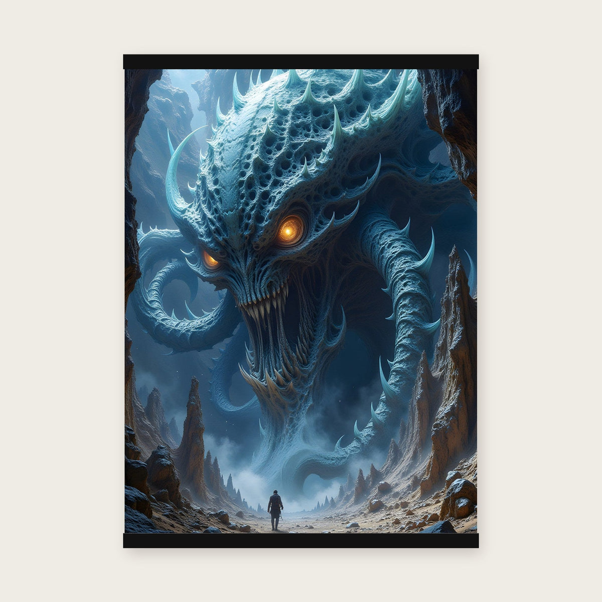 Der Tiefenwächter – Poster mit schwarzer Holzleiste, 50×70 cm