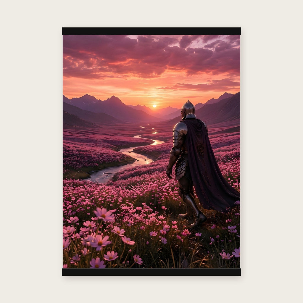 Der Weg ins Abendrot – Poster mit schwarzer Holzleiste, 50×70 cm