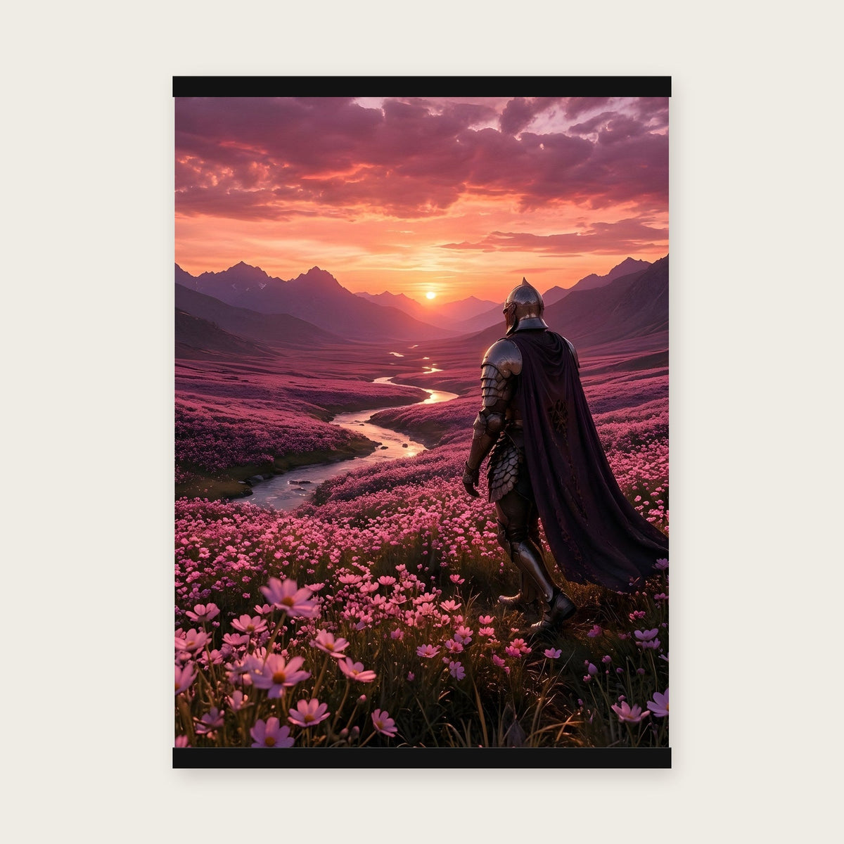 Der Weg ins Abendrot – Poster mit schwarzer Holzleiste, 50×70 cm