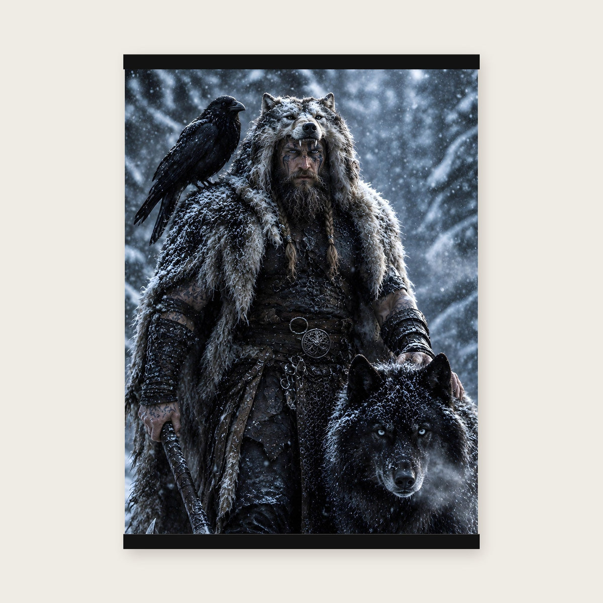 Der Wolfsbruder – Poster mit schwarzer Holzleiste, 50×70 cm