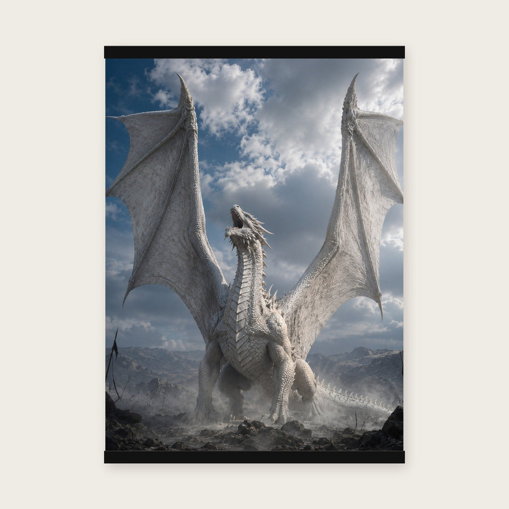 Der Weiße Drache – Poster mit schwarzer Holzleiste, 50×70 cm