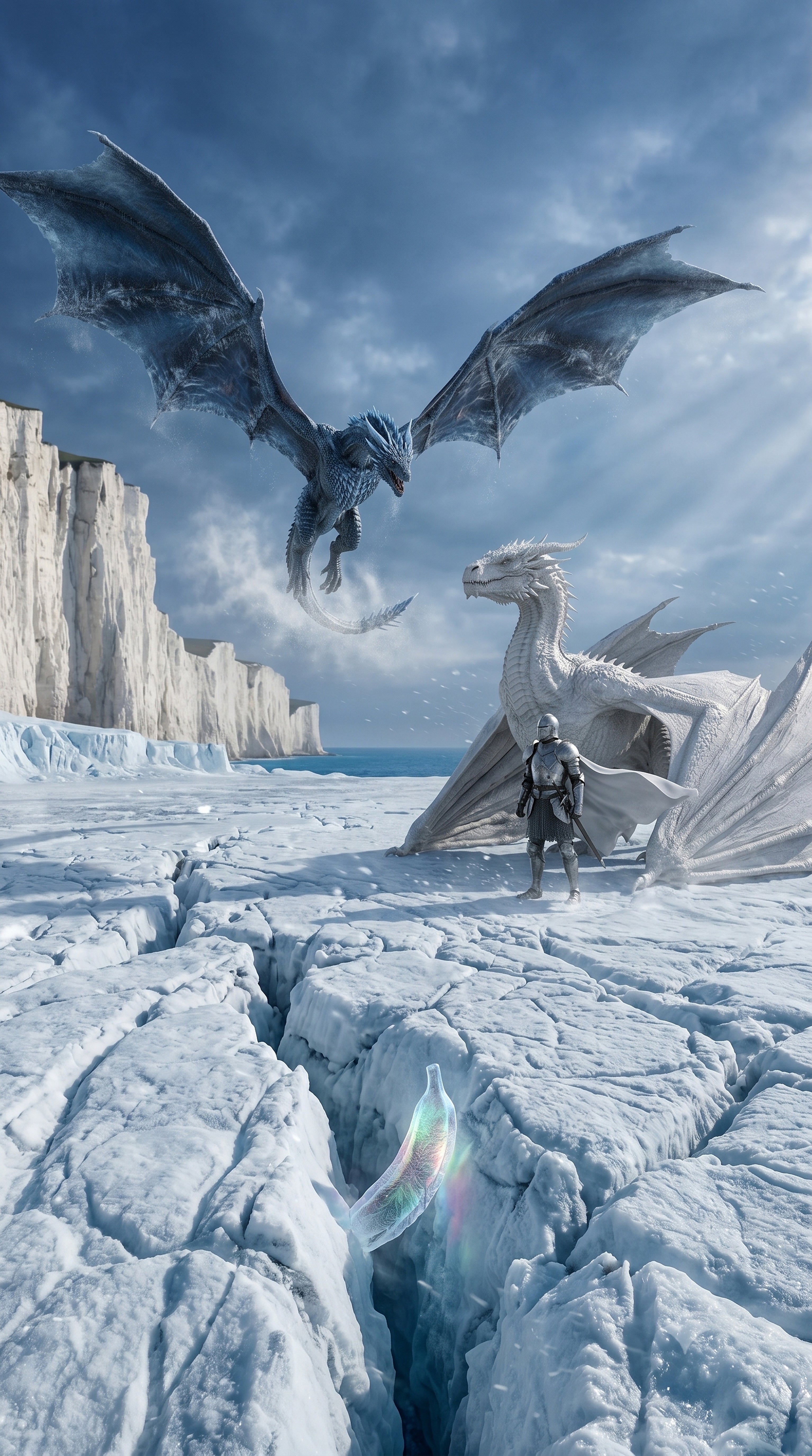 Die Weißen Drachen – dunkles Fantasy-Wandbild