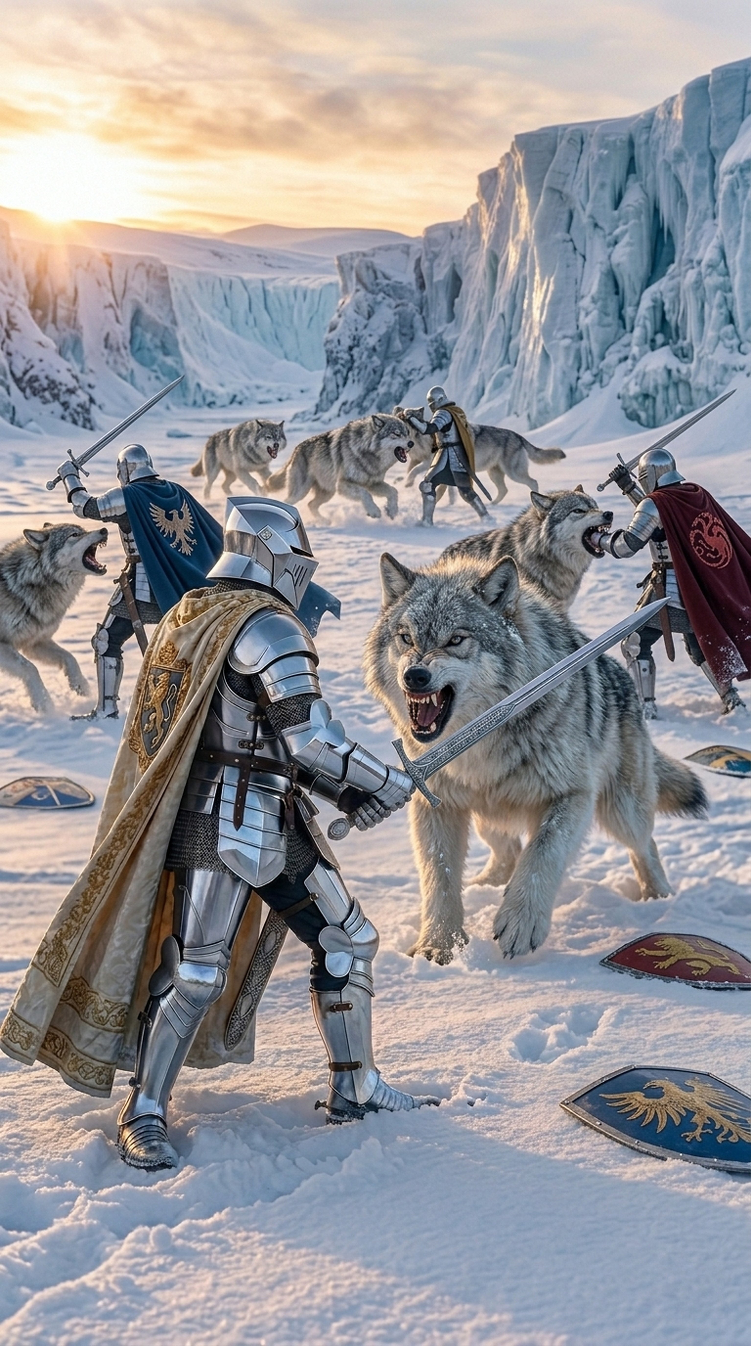 Das Wolfsgefecht – dunkles Fantasy-Wandbild