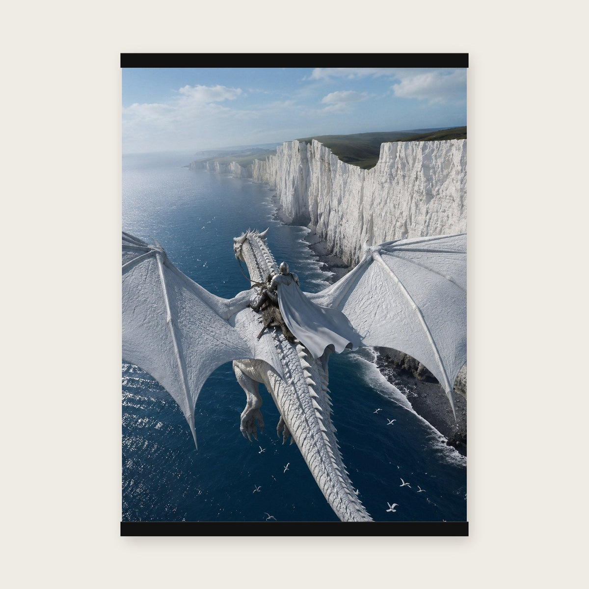 Der Wächter der Klippen – Poster mit schwarzer Holzleiste, 50×70 cm