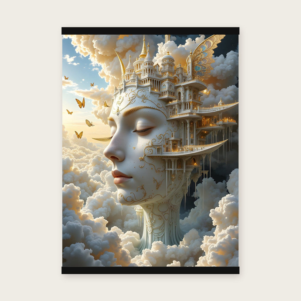 Die Wolkenstadt – Poster mit schwarzer Holzleiste, 50×70 cm