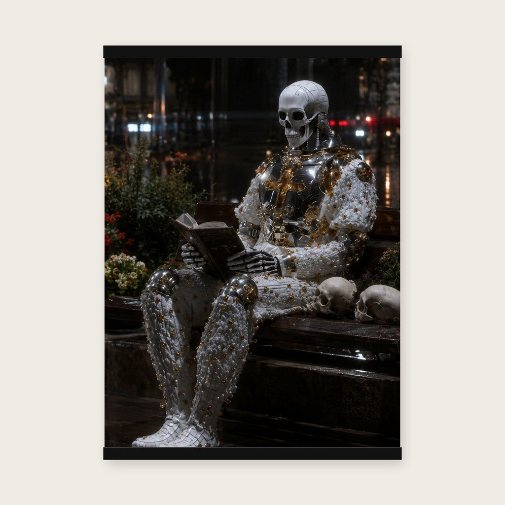 Der Wartende – Poster mit schwarzer Holzleiste, 50×70 cm