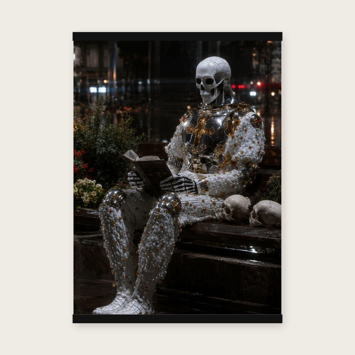 Der Wartende – Poster mit schwarzer Holzleiste, 50×70 cm
