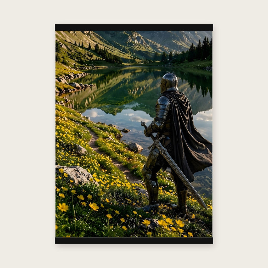 Der Wächter am See – Poster mit schwarzer Holzleiste, 50×70 cm