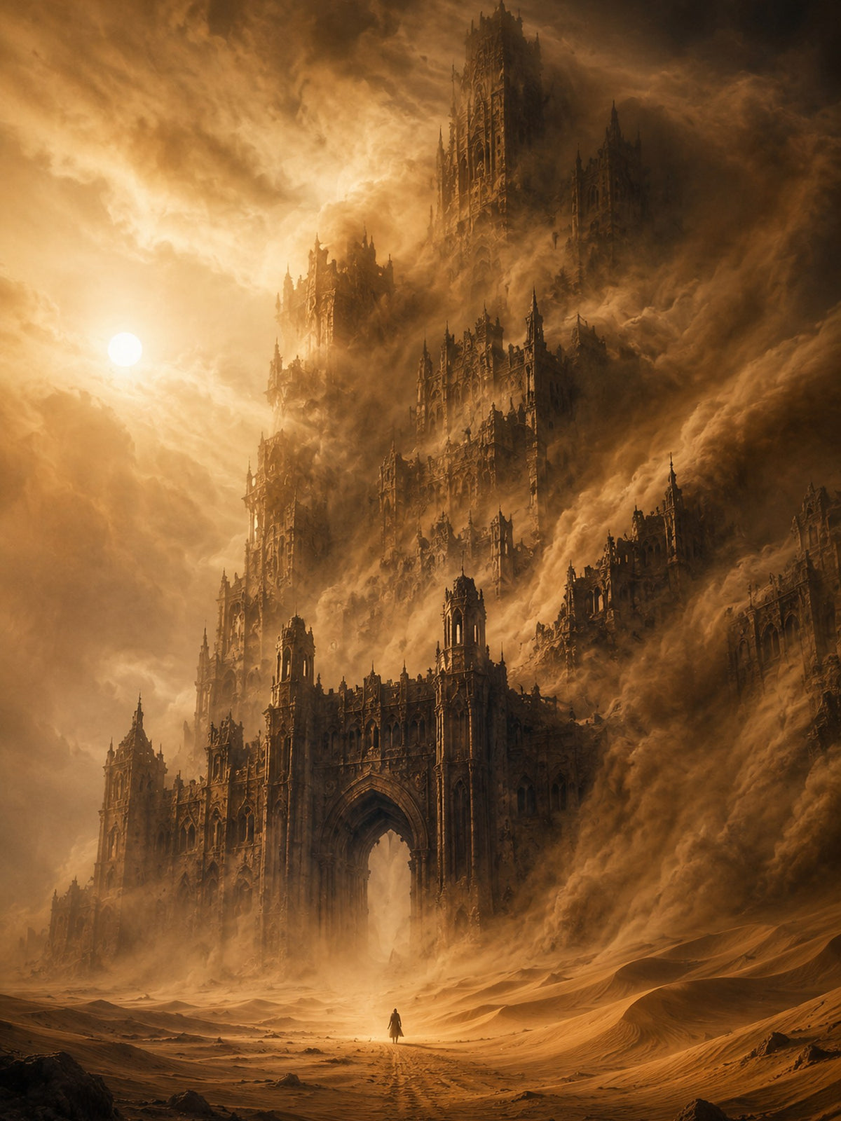 Das Wüstenimperium — Fantasy Wandbild auf Acrylglas, Druckausschnitt 3:4