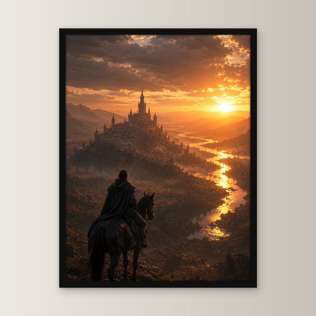 Natur Poster gerahmt im schwarzen Holzrahmen, gerade von vorn an heller Wand