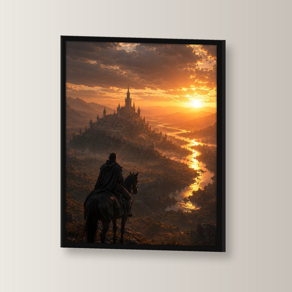 Natur Poster gerahmt im schwarzen Holzrahmen, leicht gedreht an der Wand fotografiert