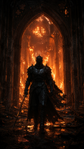 Crimson Cathedral — Gerahmtes Premium-Poster