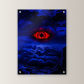 Dark-Fantasy Acrylglasbild auf Acrylglas mit Edelstahl-Abstandshaltern, gerade von vorn an heller Wand