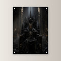 Dark-Fantasy Acrylglasbild auf Acrylglas mit Edelstahl-Abstandshaltern, gerade von vorn an heller Wand