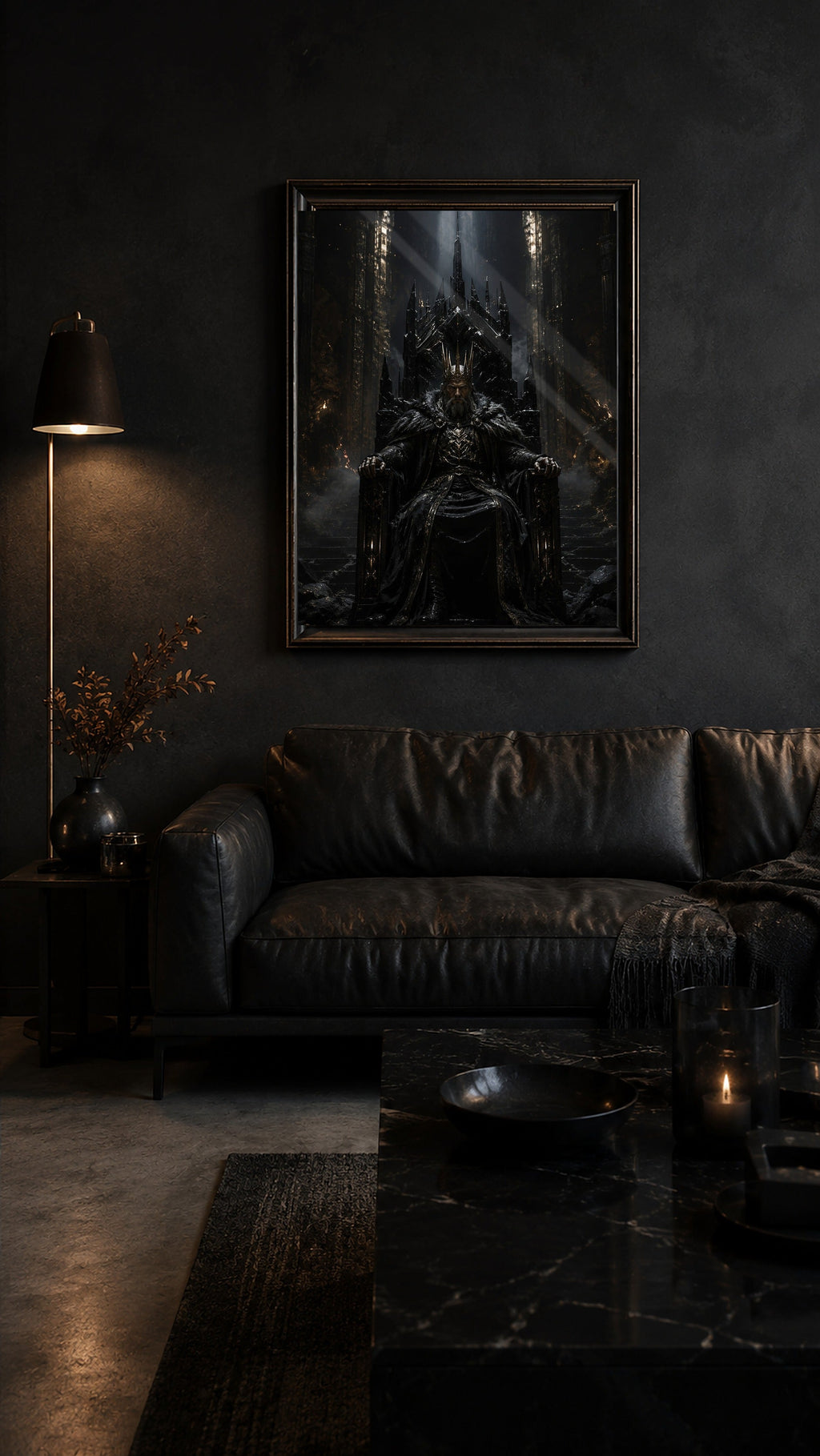 Der Dunkle Thron – gerahmtes Dark-Fantasy-Wandbild im Raum | Fantasywand