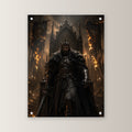 Dark-Fantasy Acrylglasbild auf Acrylglas mit Edelstahl-Abstandshaltern, gerade von vorn an heller Wand