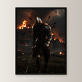 Dark Fantasy Poster gerahmt | Gothic Deko im schwarzen Holzrahmen, gerade von vorn an heller Wand