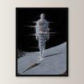 Dark-Portrait, Fantasy Poster gerahmt im schwarzen Holzrahmen, gerade von vorn an heller Wand