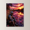 Ritter & Seerosen, Acrylglasbild auf Acrylglas mit Edelstahl-Abstandshaltern, gerade von vorn an heller Wand