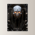 Dark Fantasy Acrylglas | Totenkopf Gothic Wandbild auf Acrylglas mit Edelstahl-Abstandshaltern, gerade von vorn an heller Wand
