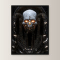 Dark Fantasy Poster gerahmt | Totenkopf Gothic Wandbild im schwarzen Holzrahmen, gerade von vorn an heller Wand