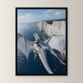 Dark Fantasy Wandbild gerahmt | Gothic Poster im schwarzen Holzrahmen, gerade von vorn an heller Wand
