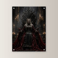 Dark-Fantasy Acrylglasbild auf Acrylglas mit Edelstahl-Abstandshaltern, gerade von vorn an heller Wand