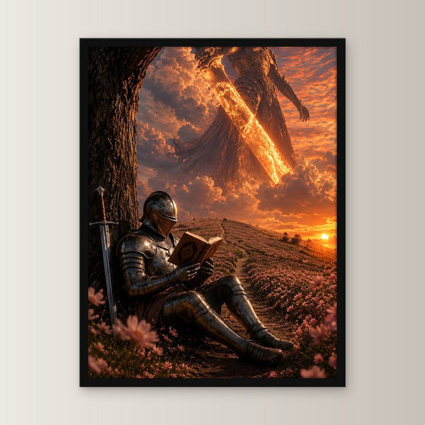 Die Feuerlegende – Dark-Fantasy-Wandbild, gerahmt